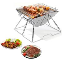 TolleTour Barbacoa plegable ideal para acampadas al aire libre, de acero inoxidable, portátil y desmontable, barbacoa para exteriores, para el jardín, la ra