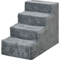 Escalier pour chien 4 marches avec housse amovible lavable pour canapé 60x35x44 cm Gris