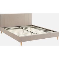 Struttura letto con rete a doghe e testiera 160x200cm, tessuto semplice