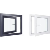 Fenêtre PVC bicolore - Triple vitrage - Tirant Droite - Blanc et Anthracite - LxH : 800 mm x 800 mm