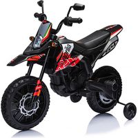 Moto Elettrica per Bambini Aprilia RX-125 Small 12V Cross Sedili In Pelle Luci Led Bluetooth Sospensioni a Molla Rosso