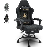 Symino Chaise de Gamer Ergonomique, Chaise Gaming avec Soutien Lombaire Repose-Pieds, Fauteuil de Bureau réglable et pivotant capacité de Charge 150 kg, Cuir PU Noir