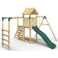 Rebo Extended Tower Wooden Climbing Frame with Swings & Slide - Arvon