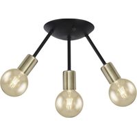Plafón 3 luces modelo Tripoli acabado negro-cuero 33 cm(alto)20 cm(ancho)20 cm(largo)