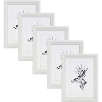 WOLTU 5er Set 13x18cm Bilderrahmen Artos Stil Holz Rahmen Fotogalerie Glasscheibe, weiß