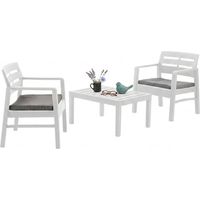 Dmora Set salon d'extérieur Benevento,Salon de jardin composé de 2 fauteuils et 1 table basse,, Salon intérieur et extérieur avec coussins, 100% Made in Italy, Blanc, avec emballage renforcé