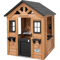 Backyard Discovery – Cabane de jardin pour enfant en bois – Maisonnette avec cuisine dinette et accessoires – Dimensions 117 x 107 x 140 cm – Pour 2 à 10 ans