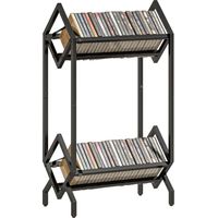 Porta CD 50, Porta Vinili 2 Livelli Metallo per DVD, Libri, Album, Nero