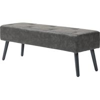 Banco de pie de cama con asiento acolchado y patas de madera 114x38x42 cm Gris