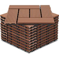 TolleTour Set di 77 piastrelle per terrazza in WPC a 7 doghe 1 m², 30 x 30 cm, piastrelle agganciabili in composito di legno marrone