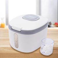 5kg Luftdichter Vorratsbehälter, Reisspender mit Deckel und Messbecher Aufbewahrungsbox Küche Frischhaltedose für Reis, Müsli, Nudeln, Mehl Grau