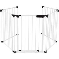 Hundelaufställe mit 5 Gitterplatten, Freilaufgehege Hund 310x75cm Haustierspielgehege für innen und Outdoor weiß