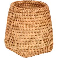 Hand Woven Rattan Pen Holder Cups Wicker Makeup Brush Storage Basket Kitchen Cookware Organizer Caddy Home Table Decoration