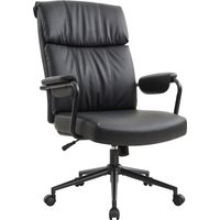 IWMH Chaise de bureau ergonomique, Fauteuil Pivotante rétro en cuir PU Chaise avec soutien lombaire Chaise Gaming réglable en hauteur - Noir