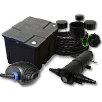 SunSun Komplettset: CBF-350 Teichfilter bis 12000 L Teichfilteranlage Durchlauffilter, CTF-3800 Teichpumpe 3600l/h 20W, CUV-236 Teichklärer 36W, 25m Teichschlauch 25 mm, CSP-250 Skimmer 2500l/h 45W