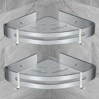 Étagère de douche d'angle, étagère de salle de bain sans perçage, étagère de douche murale adhésive (lot de 2)
