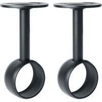 BUNTHAUS PA Supporto per asta per tenda, supporto per asta per guardaroba con viti, montaggio a soffitto per tende e guardaroba, acciaio inossidabile nero opaco, diametro 32 mm, 2 pezzi
