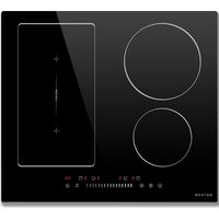NOXTON Plaque Induction 4 Feux avec Flexizone, Plaque Eletrique 4 Foyers Encastrable, Table de Cuisson Induction 60 cm avec Curseur, Booster, Minuterie, Sécurité Enfant, 220V-240V, 7200W, Sans Prise