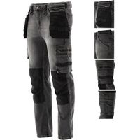 Arbeitshose, Strech Jeans, grau/schwarz Gr. L