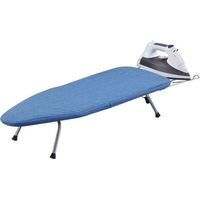 Planche à repasser pliante de bureau, planche à repasser rétractable domestique, pliable pour le rangement, robuste et durable, avec contre-pointe, adaptée aux familles et aux dortoirs (bleu)