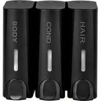 3 Distributeur de Savon Pour Gel Douche Shampoing Après-Shampooing Support Mural Noir Mat,