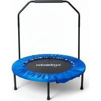 Relaxdays Trampoline avec barre d'appui, Ø 102 cm, mini-trampoline pliable jusqu'à 120 kg, fitness indoor, bleu