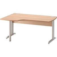 Bureau d'angle compact Jazz L 160 cm retour à gauche piètement métal - Plateau hêtre ambré