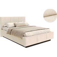 Lit coffre Aveiro velours côtelé 160 x 200 cm avec sommier à lattes relevable Beige Foncé