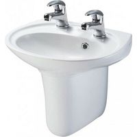 AKW Livenza Basin and Semi Pedestal 500mm Wide - 2 Tap Hole