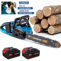 Cordless electric chainsaw with non-slip handle, automatic lubrication and 2 lithium batteries for pruning garden plants