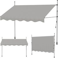 Haloyo® 3x1,2 m manuelle Markise, manuell einziehbares Vordach, verstellbare Neigung, Schnellmontage, Grau