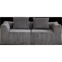 Minimalistisches Cordsofa mit geschwungenen Linien und einer sanft abfallenden Rückenlehne, komplett mit zwei Kissen.