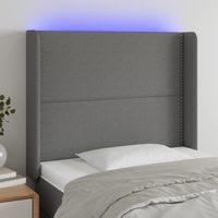 Tête de lit à LED - Design industriel - Pour Lit adulte - Gris foncé 103x16x118/128 cm Tissu Chic-101997