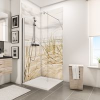 Schulte Duschrückwand über Eck, 2 x 90x210 cm, Wandverkleidung, Aluminiumverbundplatte als fugenloser Fliesenersatz, Motiv: Nordsee Düne