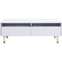 TABLE Modern LED Design Pratique MDF Blanc 100.00 × 50.00 × 40.00 cm