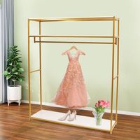 Rail de rangement pour vêtements de mariée - Portant autonome avec étagère - Chariot professionnel - Porte-manteau à roulettes - Doré