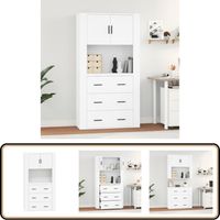 Buffet haut Blanc Bois d'ingénierie - Buffet Design Moderne - Buffet Blanc - Buffet Rangement - Meuble Tv - Buffet Cuisine