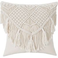 Set di 2 fodere per cuscini in macramè bohémien, 45 x 45 cm, con frange decorative.