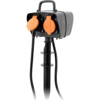 Zenitech – Piquet de jardin 2 prises 2P+T IP44 avec programmateur étanche – Câble H07RN-F 3G1,5mm² pour extérieur – Protection contre projections d'eau