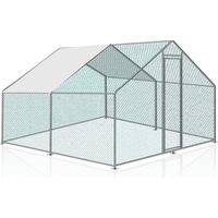 Swanew â Enclos poulailler 3 x 3 x 2 m â Acier galvanisĂ© avec parc grillagĂ© et serrure â RĂ©sistant aux intempĂ©ries â Pour petits animaux