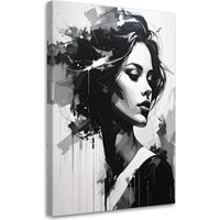 Stampe su Tela Ritratto astratto di donna in bianco e nero 70x100