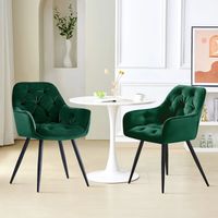 AINPECCA Dining Chairs Velvet Padded Seat Metal Legs Kitchen Chair Home Office(Green,2PCS)