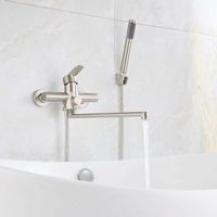 Robinet de baignoire avec douchette ronde mitigeur mural en acier inoxydable brossé robinet de douche pour salle de bain