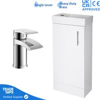 400mm Freestanding Bathroom Vanity Unit with Basin, Chrome Round Tap & Waste