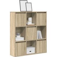Meuble de rangement Kate 89cm - 4 niches 5 portes-Chêne clair