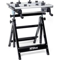 Wiltec – Établi modulable pliable 100 kg – Hauteur réglable 77-107 cm – Inclinaison réglable 0-80° – Plans de travail avec échelles de mesure