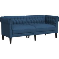 Canapé Sofa Chesterfield 2 places bleu tissu