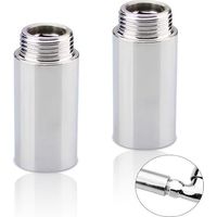 Lot de 2 rallonges de robinet 1/2" x 60 mm, 1/2" IG x 1/2" AG DN15, rallonge filetée DN15, raccord d'extension en acier inoxydable 60 mm pour installation de chauffage et d'eau potable