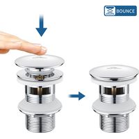 Auralum Universal Ablaufgarnitur Edelstahl Pop-Up Ventil 1 1/4 Zoll mit Überlauf Abflussgarnitur für Waschtisch/Waschbecken