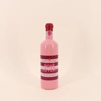 Vase bouteille de vin en faïence rayée rose, H29cm